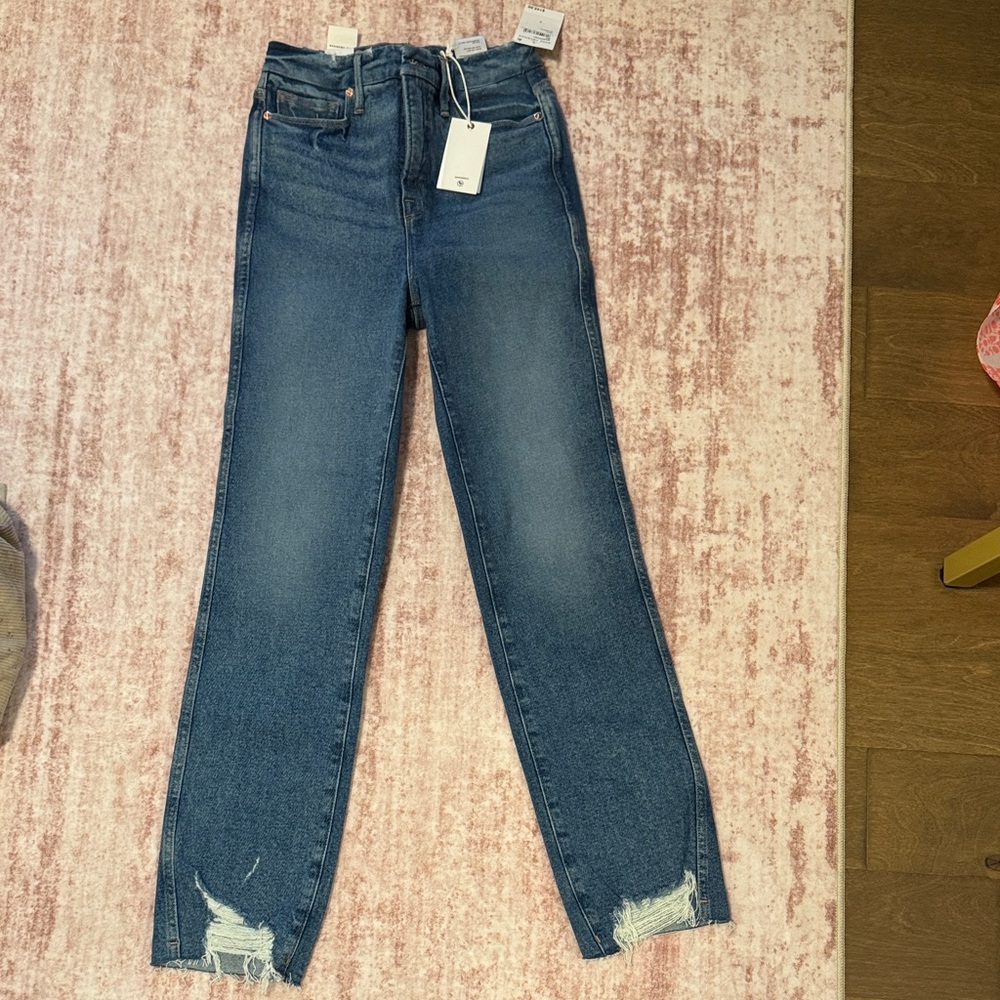 Good American Blue Straight Leg Jeans
